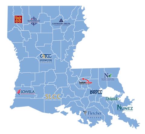 Map of Louisiana - College Locations